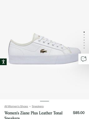 Lacoste White Leather Platform Sneakers with Gold Croc Accent